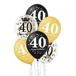 Zestaw balonów na 40- urodziny złote i konfetti-6 szt